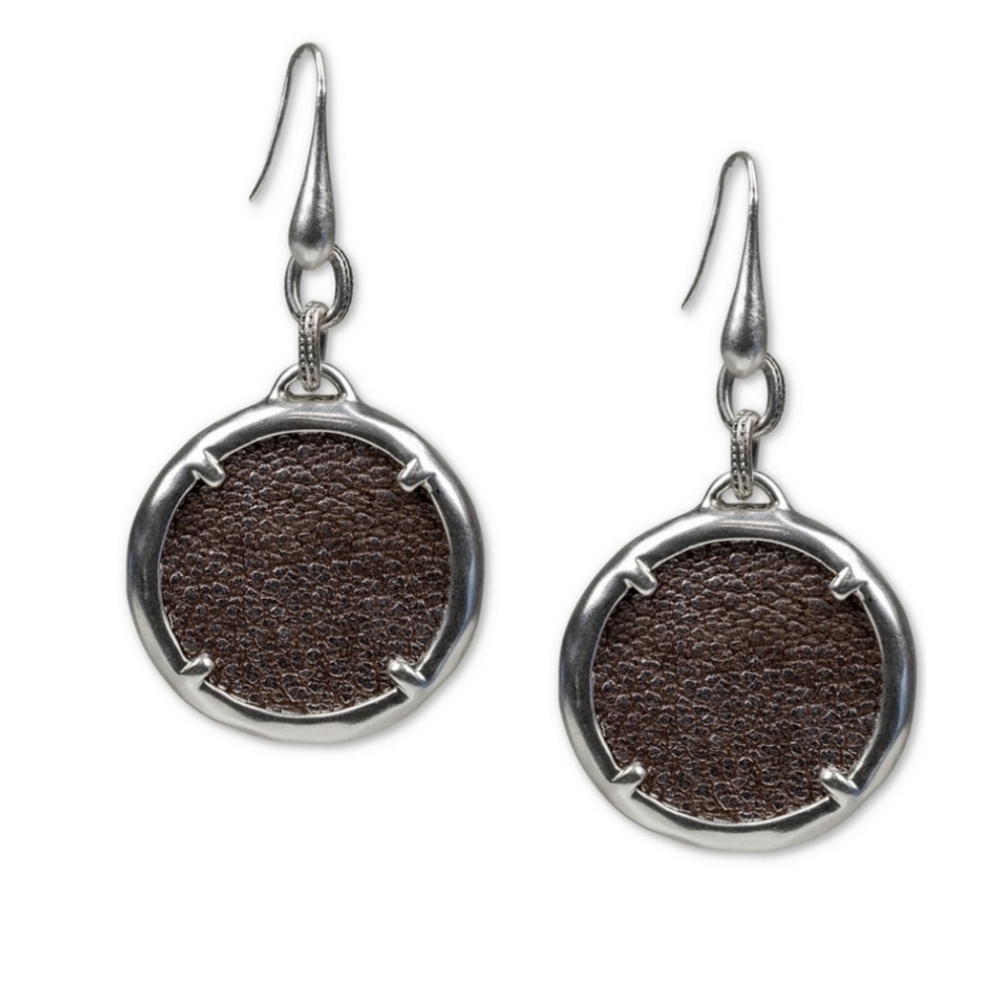 PATRICIA NASH Silver Tone Leather Drop Earring NWT